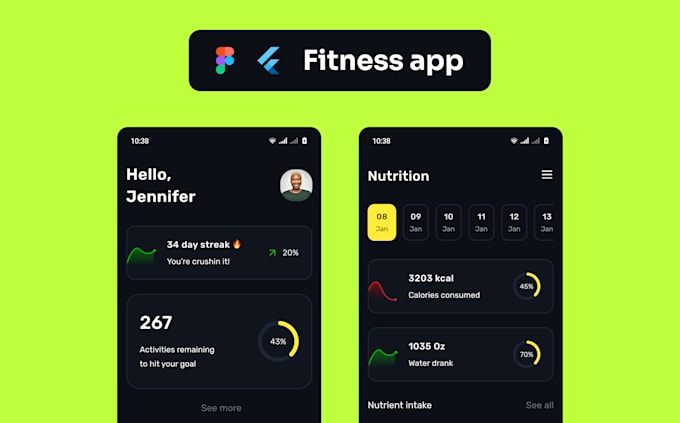 design fitness app, workout app, health app or gym app