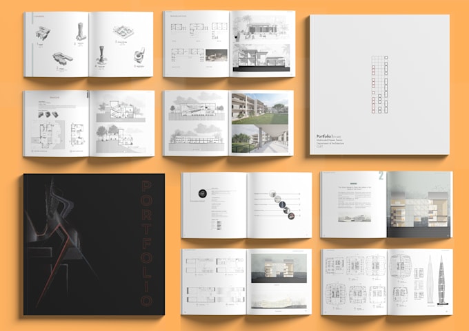 design a minimal architectural portfolio and magazines