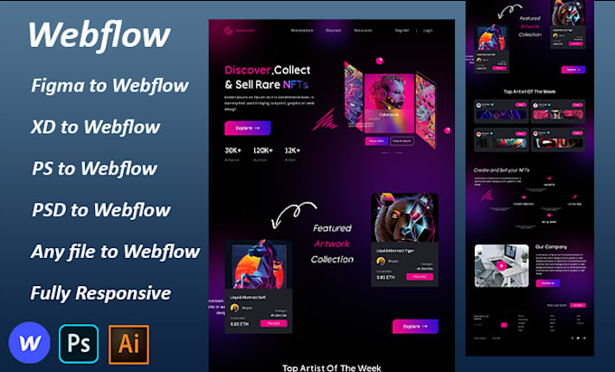 develop a responsive webflow website, figma to webflow