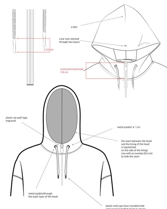 Puffer Jacket Fashion Flat  Technical Drawing