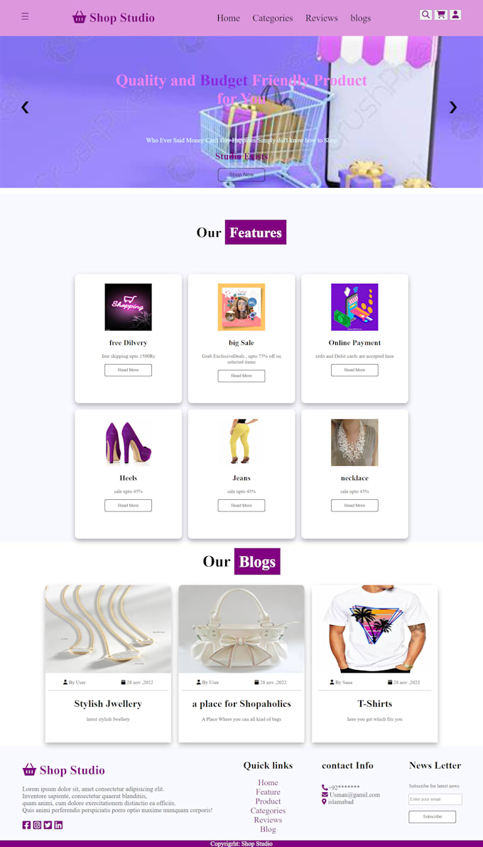 Create custom website design in html css and js by Usmanakhtar524 | Fiverr
