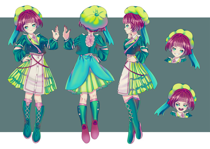 draw anime character sheet for you