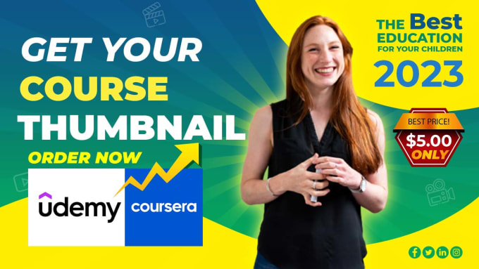 design amazing online course image, cover, thumbnail for udemy