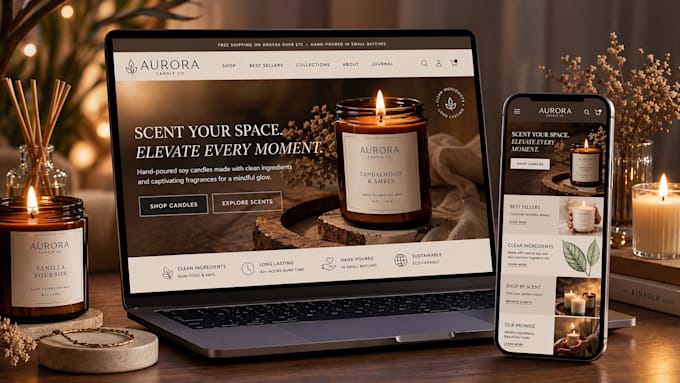 build custom candle shopify store scented candle lightening spiritual website