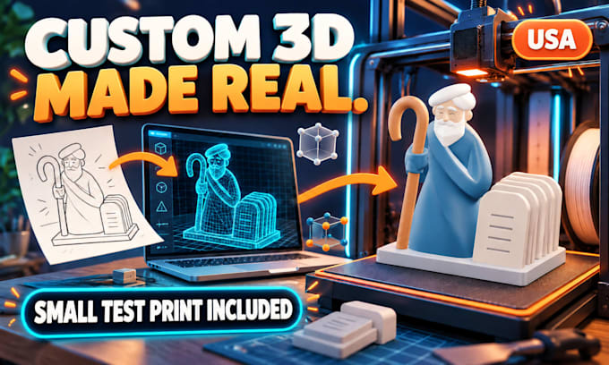 design or repair 3d models with real test prints and photo proof in the USA