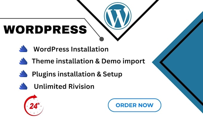 install wordpress, demo import, customization within 2 hour