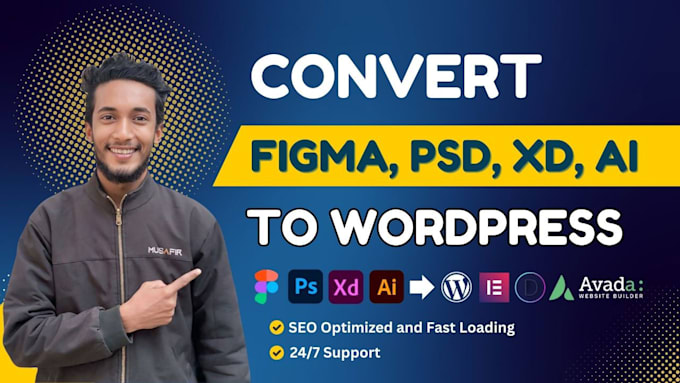 convert figma to wordpress, psd to wordpress, xd to wordpress using any theme