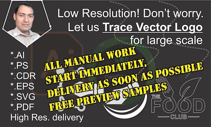 do manual vector tracing logo immediately