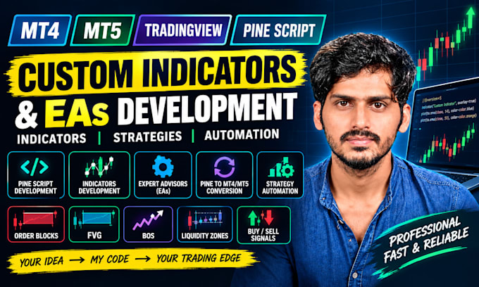 develop custom mt4 mt5 expert advisors, indicators, tradingview , pinescript