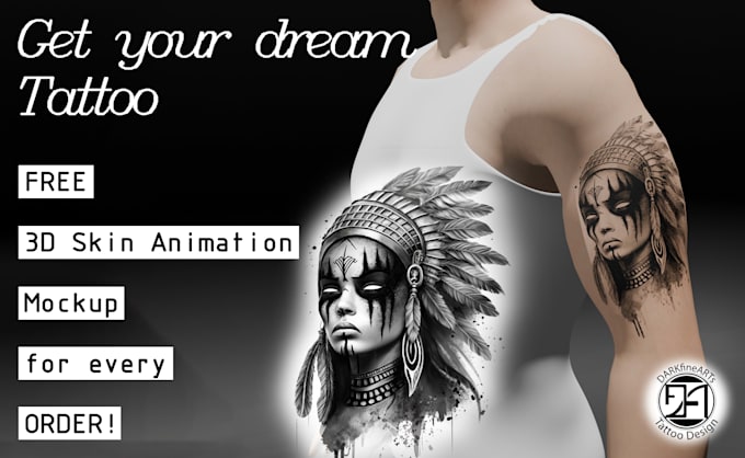 create custom tattoo design with 3d skin mockup preview