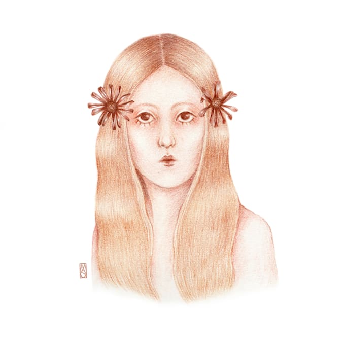 draw a floral character with pencil