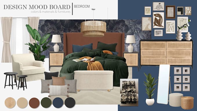 create interior design mood board with shopping list