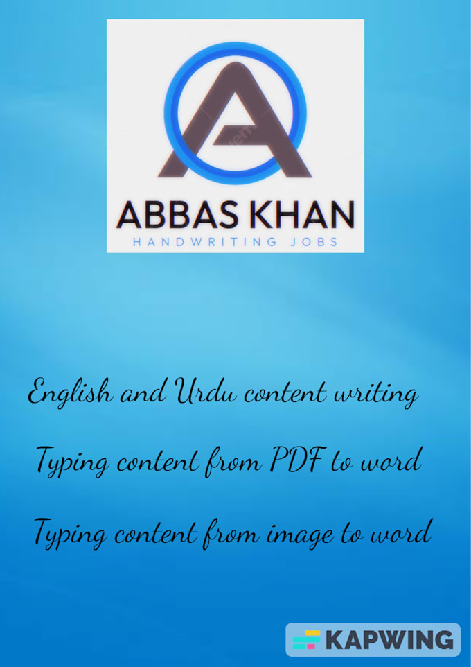 do handwriting in english,urdu and arabic