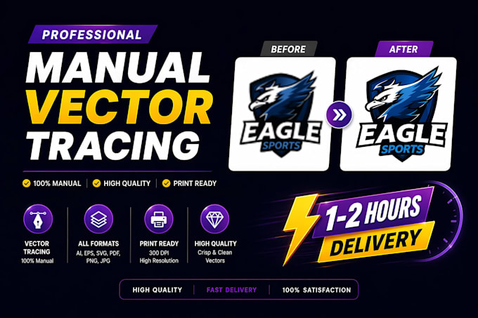 do manual vector tracing, redraw, convert logo or image to vector