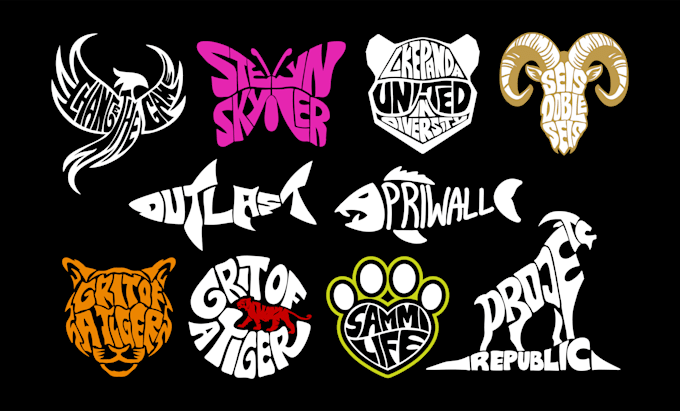 make typography animal logo with hand drawn tshirt design