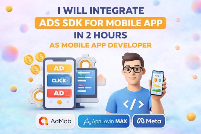 integrate ads sdk for mobile app in 2 hours as mobile app developer