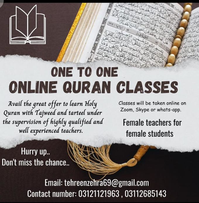 Teach quran with proper tajweed by Tehreenzehra Fiverr