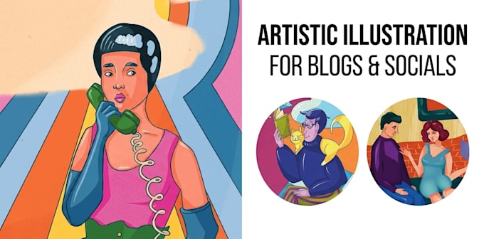 create artistic editorial illustrations for blog, socials
