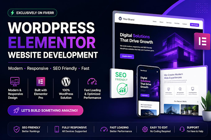 design and develop a professional wordpress website with elementor