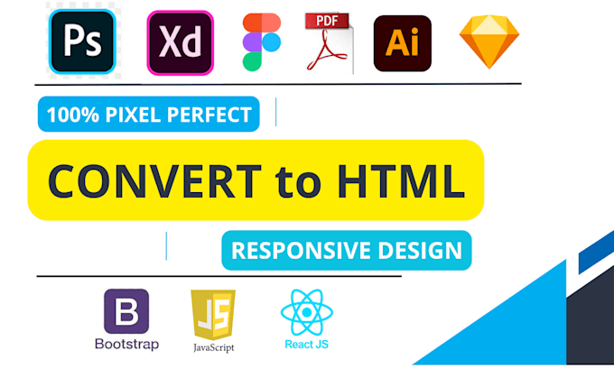 Do convert your figma, psd, xd, sketch, pdf to html css bootstrap5 by ...