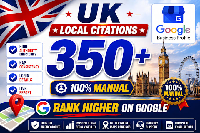 do 350 UK local citations and directory submission for local SEO