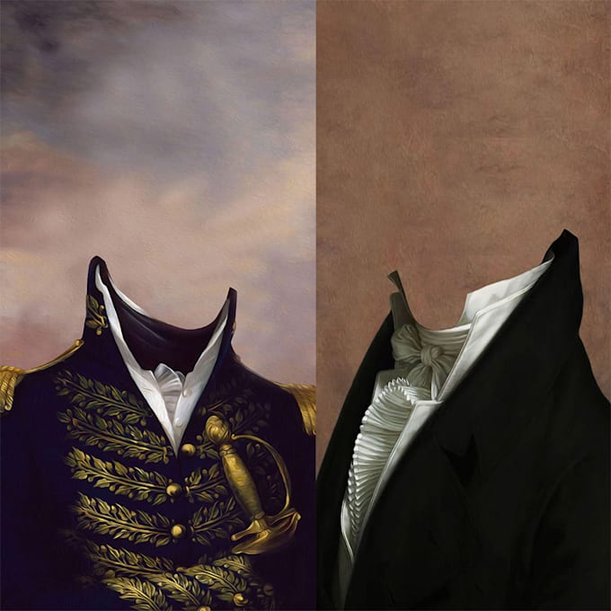 Deliver high resolution historical royal pet portrait templates by