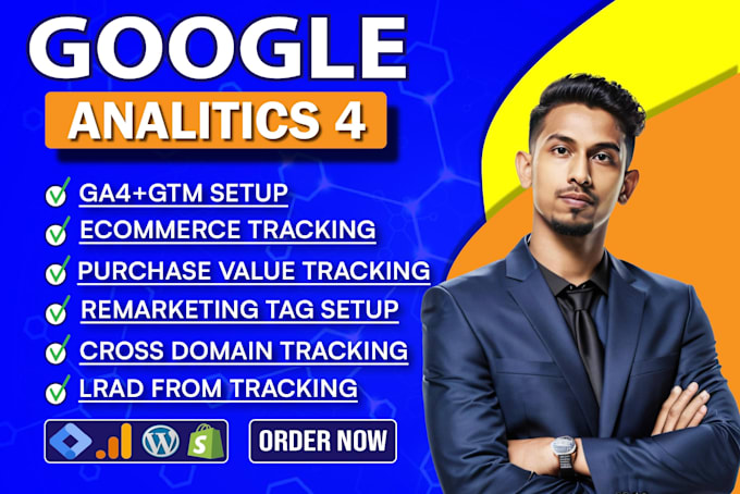 fix or set up google analytic 4, ga4 ecommerce tracking, conversion tracking GTM