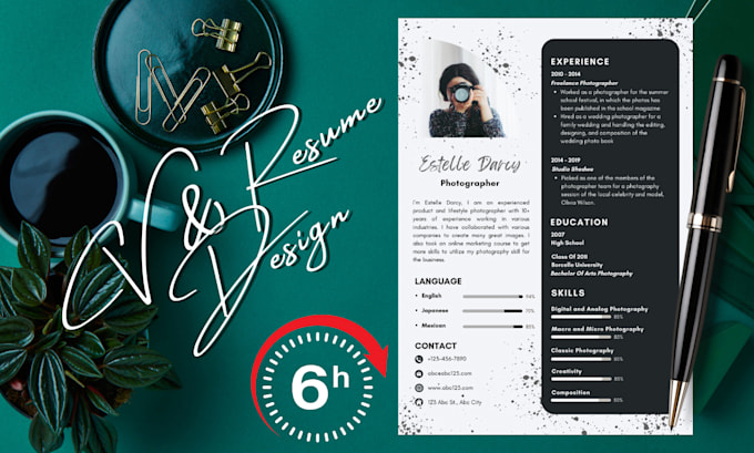 do attractive professional resume design and amazing cv design