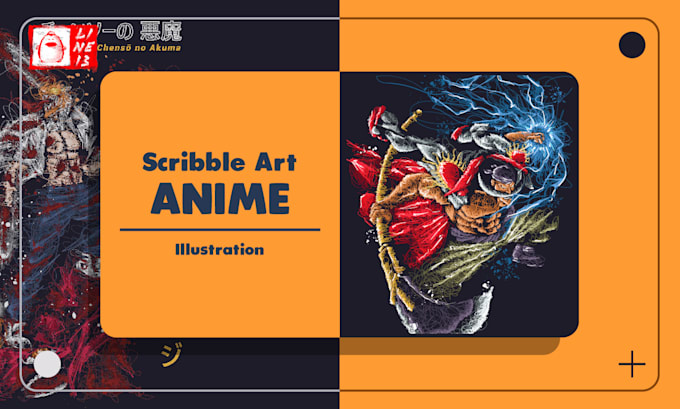 create scribble anime style illustration t shirt design