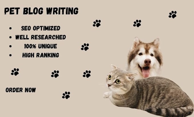 write SEO pet blog, dog articles, and cat content