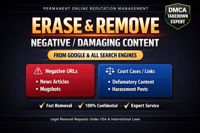 remove mugshots,delete negative links,erase bad false news articles on google