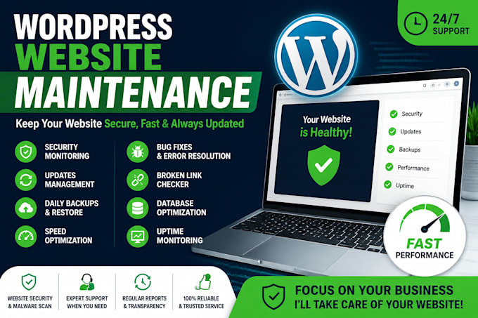 provide wordpress website maintenance, security, backups and updates