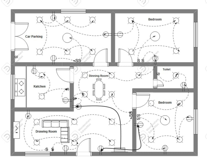 Do electrical floor plan in autocad by Noorkalam638 | Fiverr