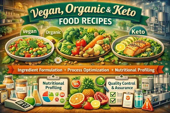 create vegan, organic and zero caloric recipes for business