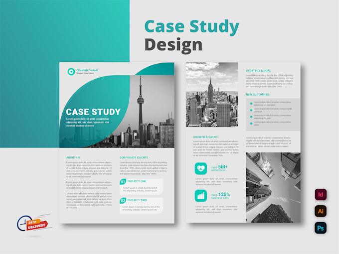 case study design, company flyer or brochure