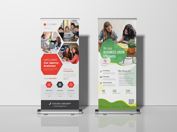 design professional roll up banner, signage, or standee
