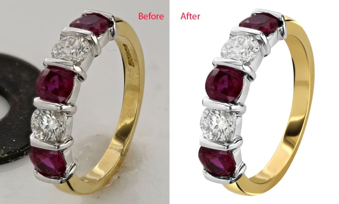 do high end image editing of jewelry retouching in photoshop