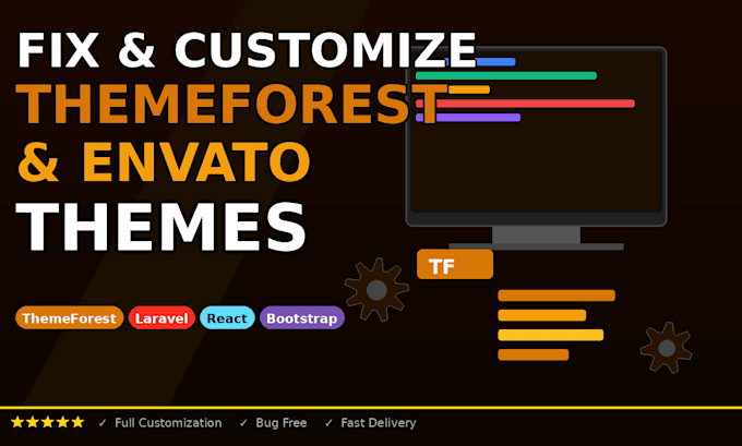 fix and customize any themeforest or envato laravel theme