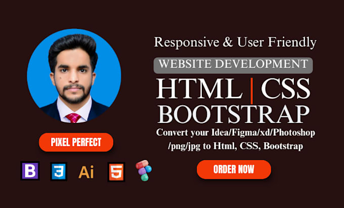 Do front end web development, figma to html css bootstrap by ...