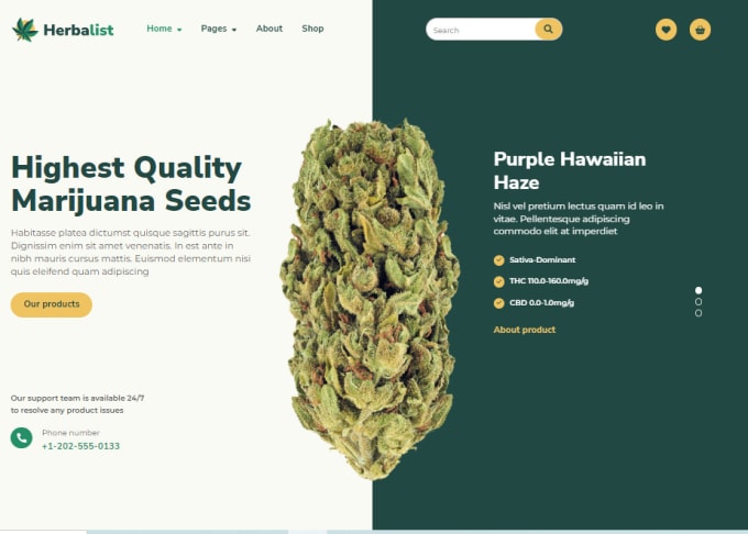 Design cannabis website cbd cbd website marijuana via shopify cannabis