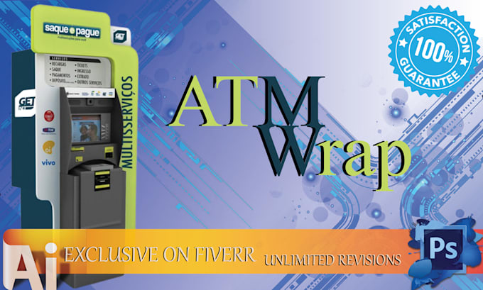 make professional atm machine, vending  machine wrap design