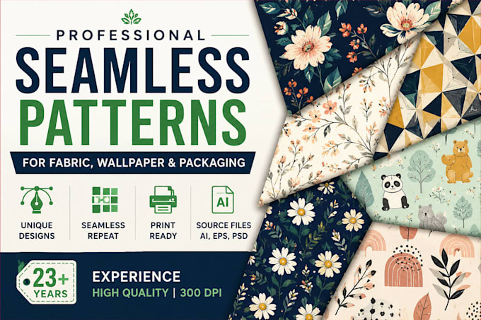 create seamless textile patterns for fabric and wallpaper
