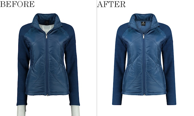 do any ghost mannequin symmetrical neck joints and retouching