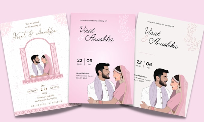 Create Digital Wedding Invitation Card With Illustrations By Anjali Create Digital Wedding Invitation Card With Illustrations By Anjali