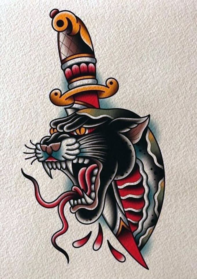 Draw tattoo in traditional tattoo styles by Wareowaasea | Fiverr