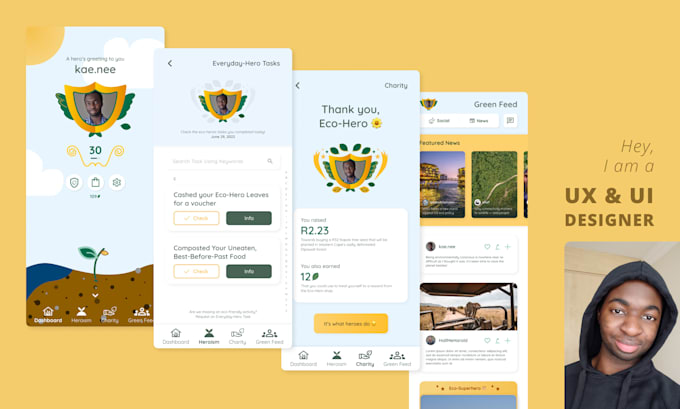 Structure the ux and design the ui for at least 5 screens of your app ...