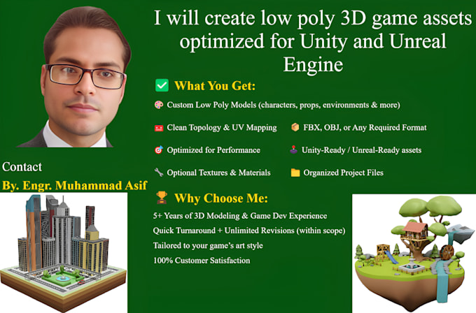 create low poly 3d game assets optimized for unity and unreal engine
