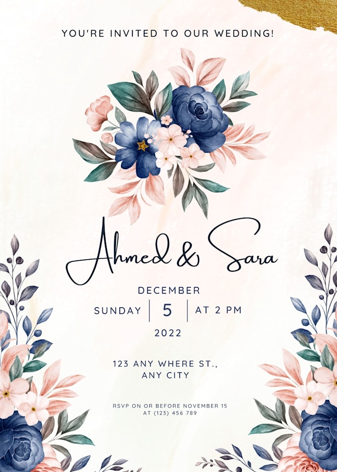 Design wedding, party, birthday, babyshower invitation card by ...