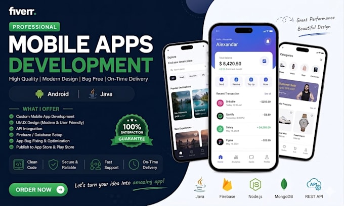 develop modern android mobile apps with clean UI using java