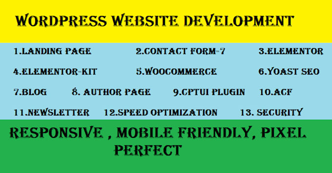 develop a wordpress responsive website with elementor or acf